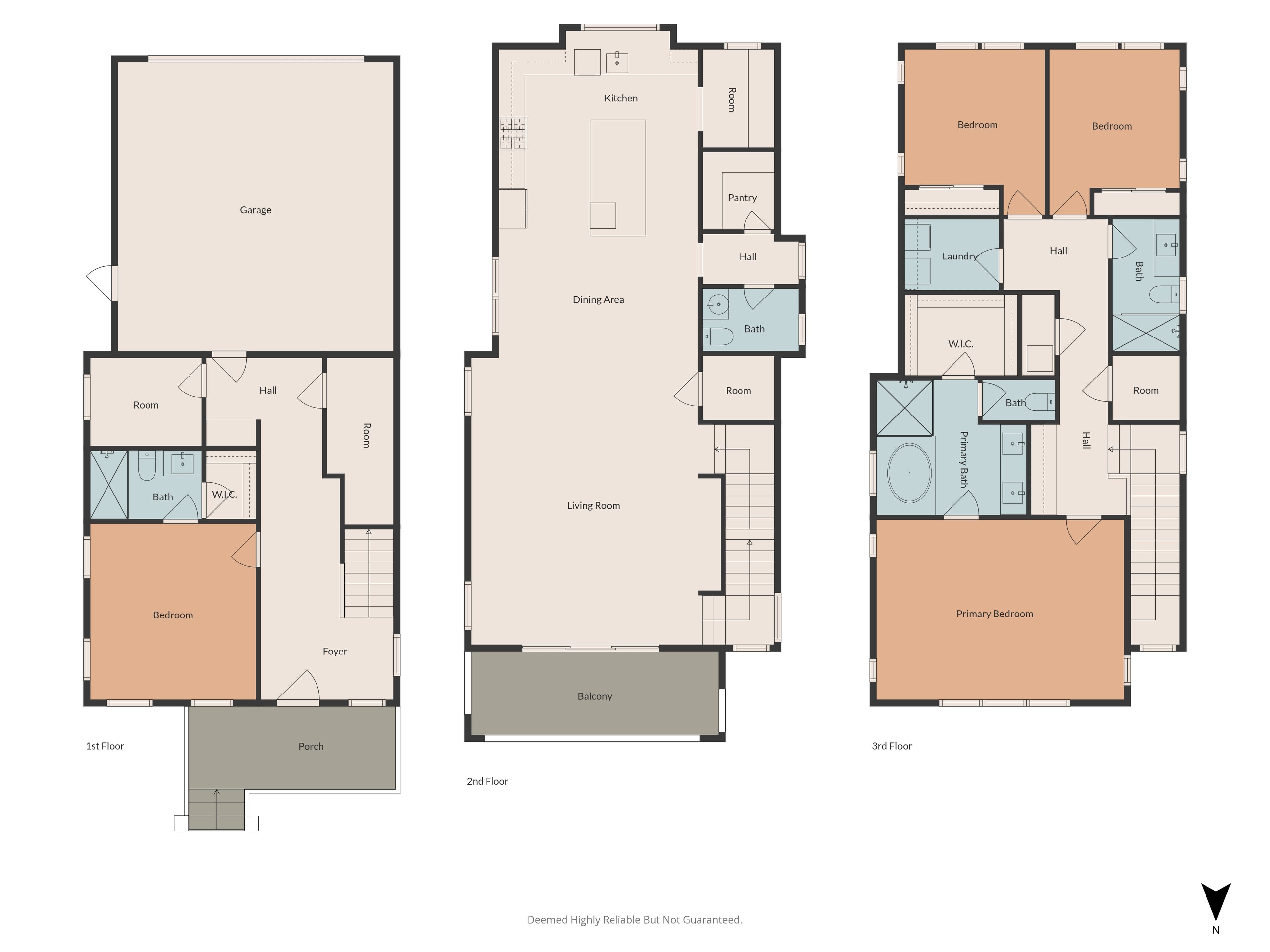 Professional 2D floor plan with room dimensions furniture layout and square footage
