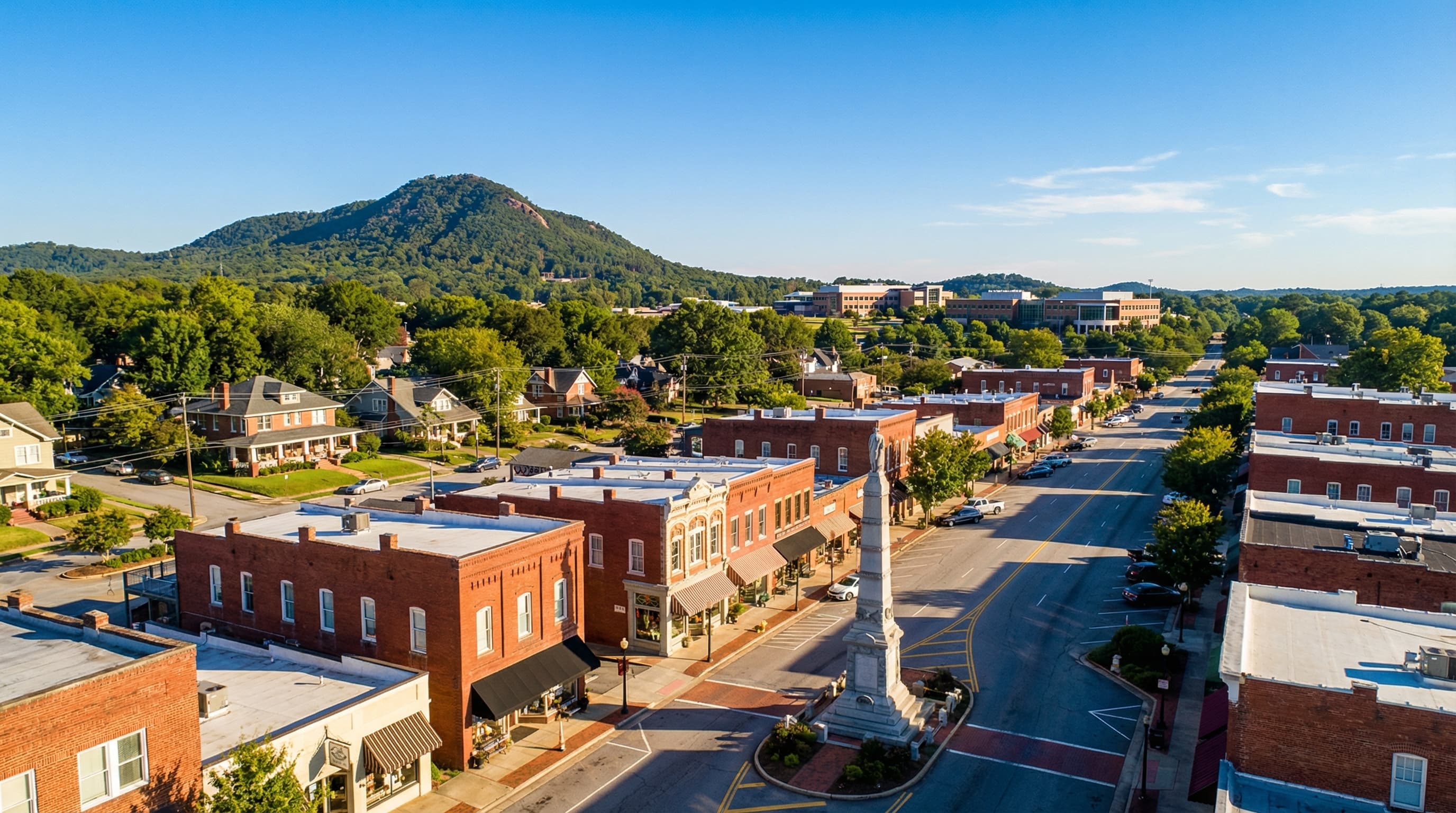 Kennesaw Georgia with Kennesaw Mountain backdrop, suburban homes, and Town Center Mall area