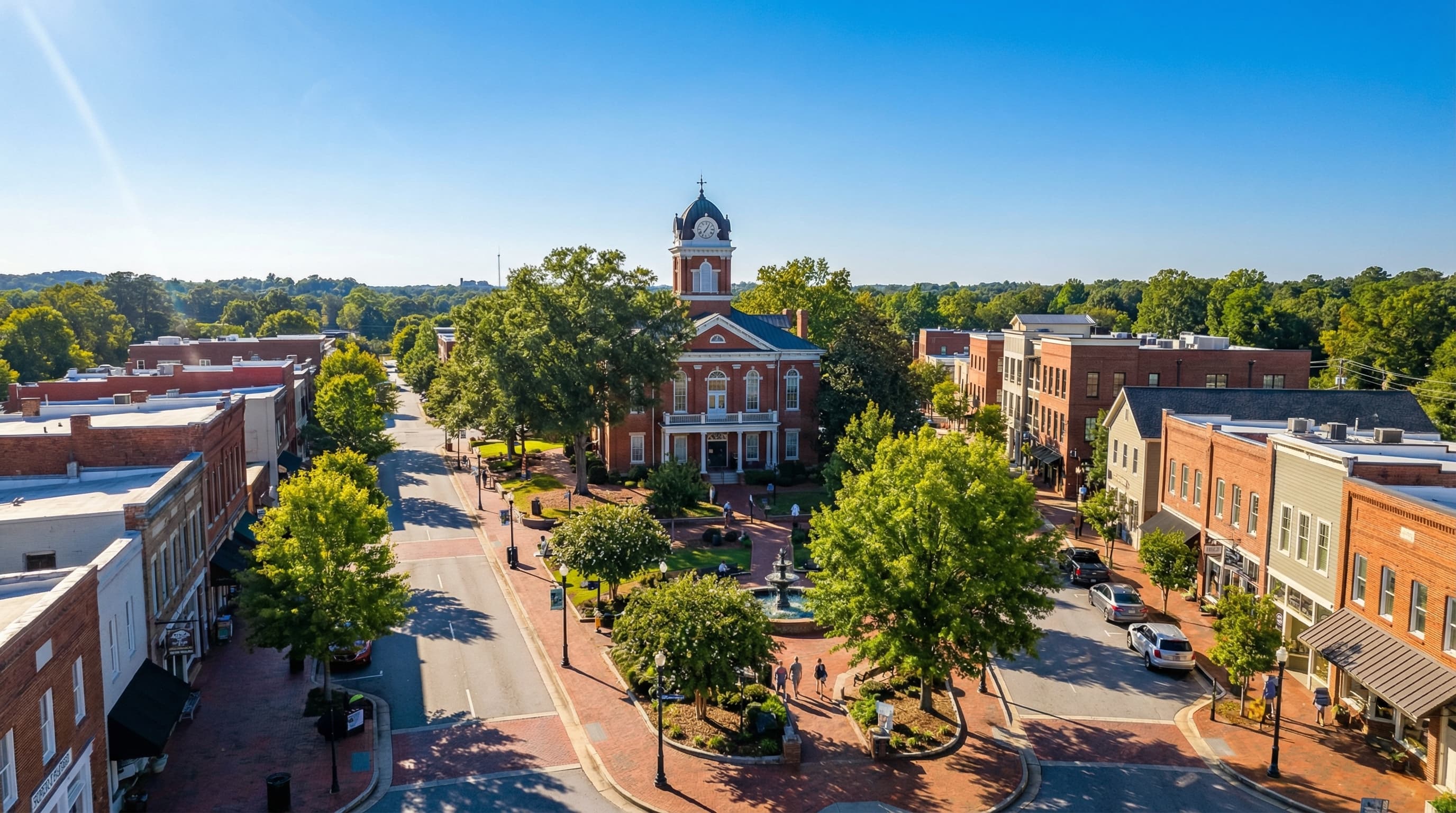 Historic Marietta Square Georgia with antebellum architecture and charming downtown shops