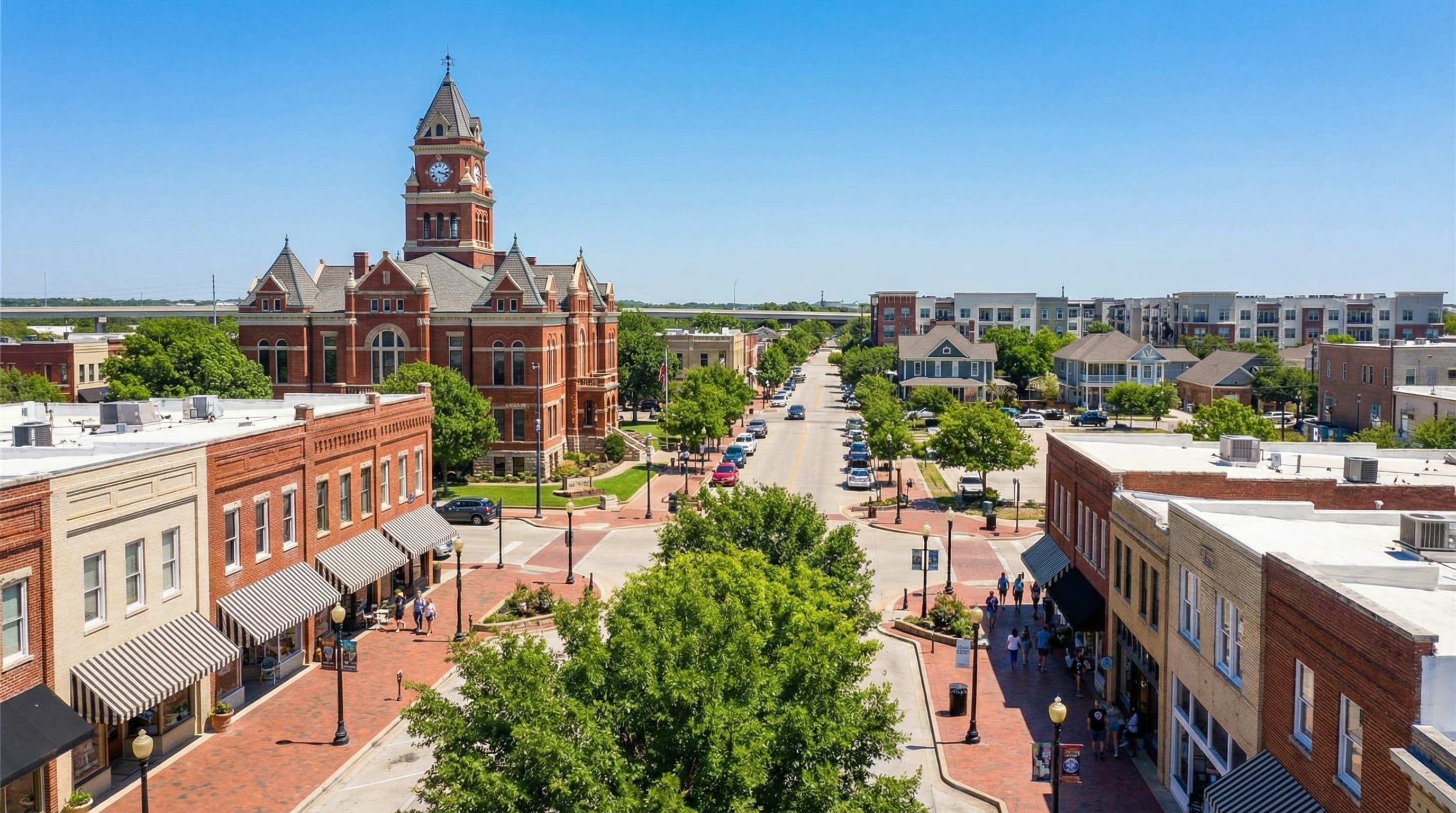 McKinney Texas historic downtown square with Adriatica village and Stonebridge Ranch community