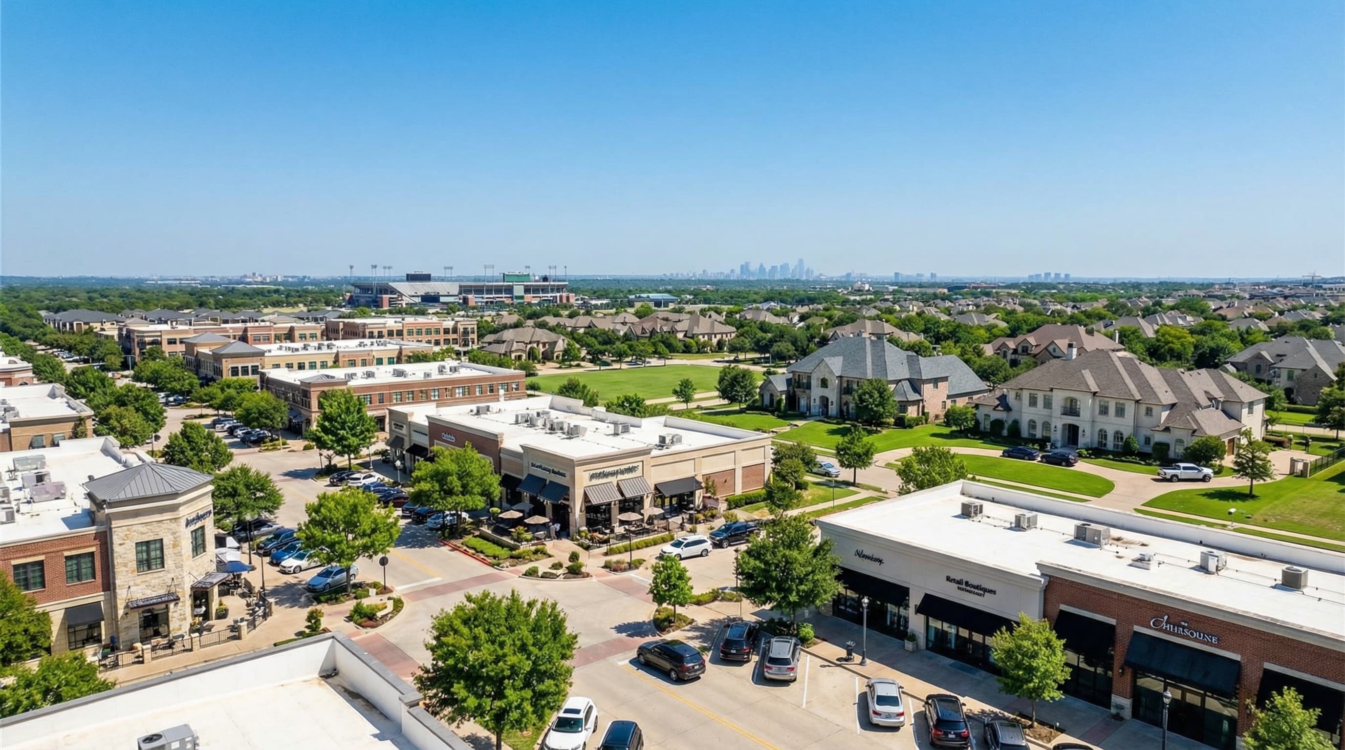 Southlake Texas luxury estates near Southlake Town Square with Dragon Stadium views